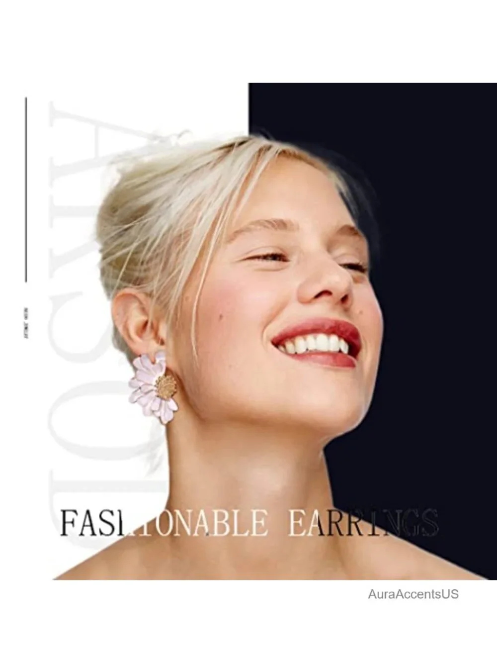 Daisy Flower Stud Earrings Women Enamel Alloy Half Floral